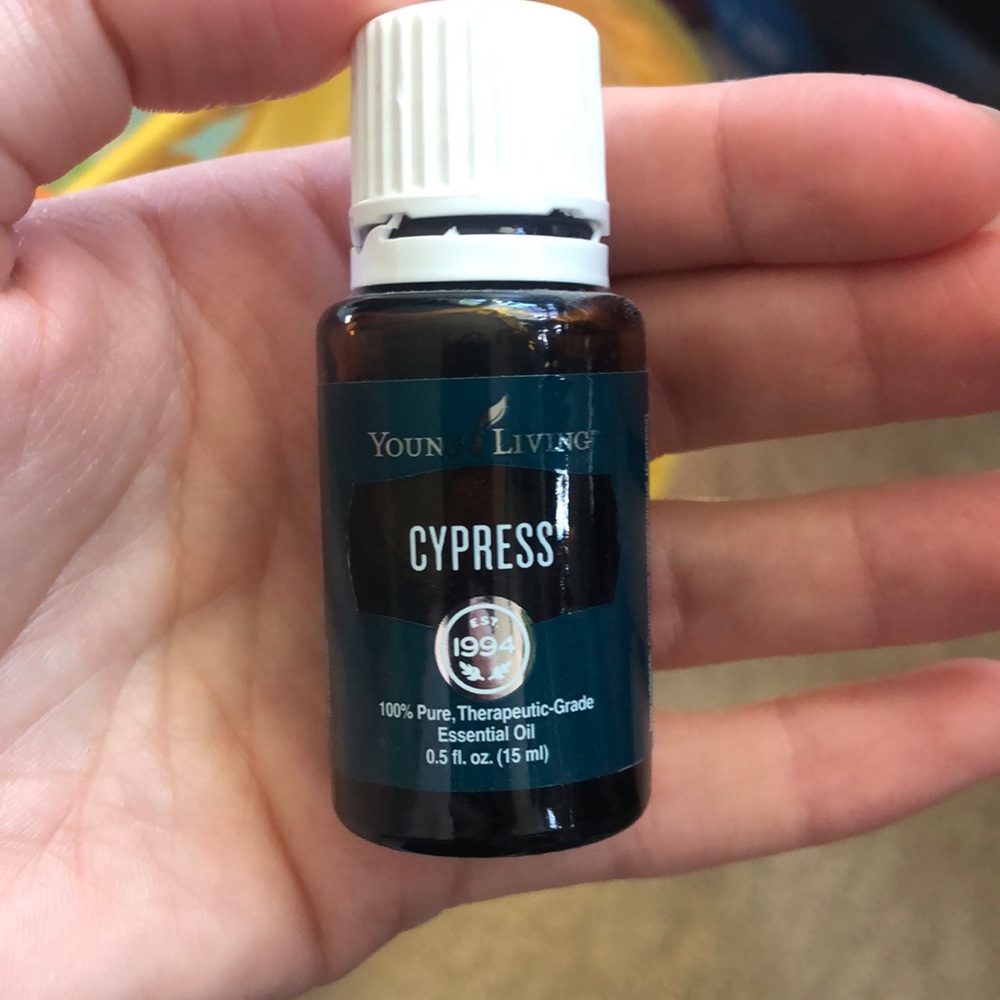 Open young living  cypress about 4/5ths left